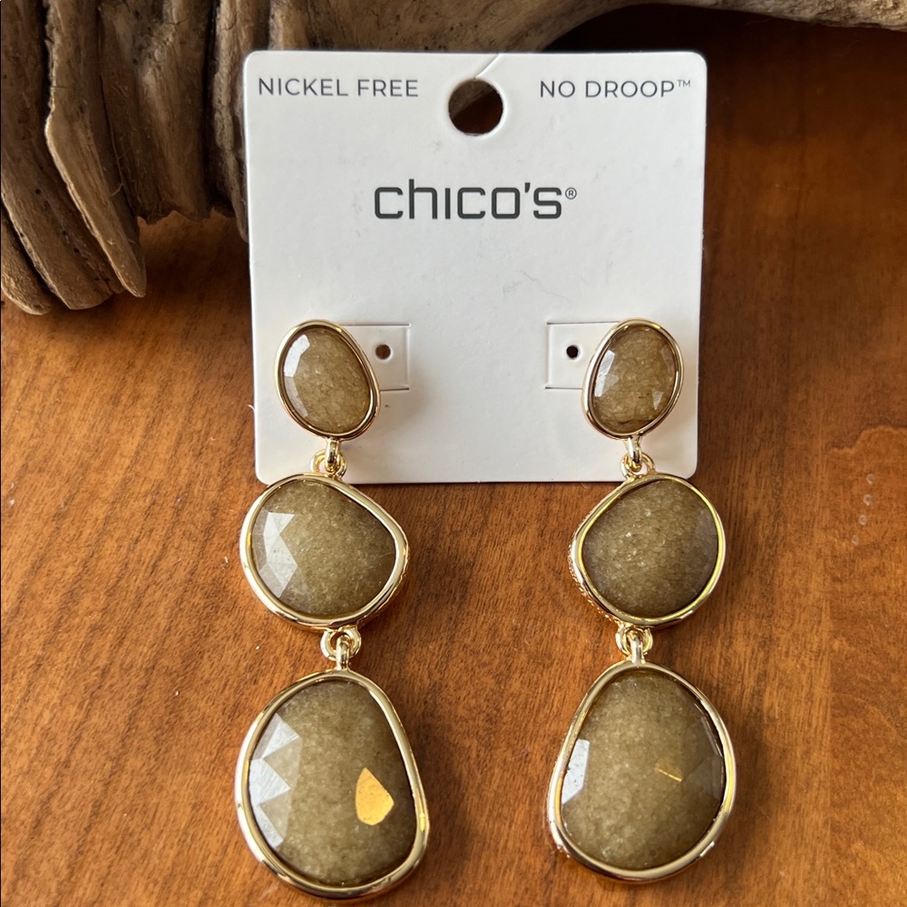 Chico's Drop Trio Stone Like Earrings
